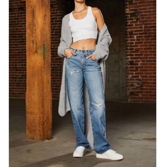 NEW EDYSON vincent high rise long wide leg jeans in medium maggio wash - Picture 4 of 4